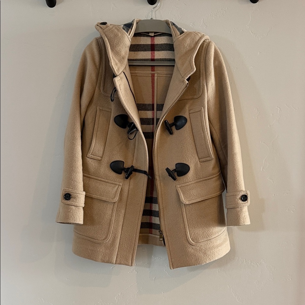 Women's Burberry Brit Wool Tan Toggle Coat - Picture 5 of 8